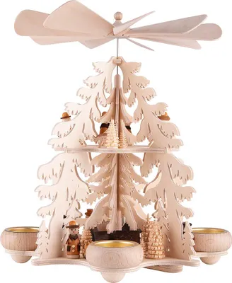 Produktbild von 2-stöckige Tannenwaldpyramide Dorf Seiffen (28cm) von RATAGS Holzdesign