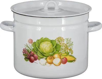 Produktbild von Gemüse Emaille Kochtopf Topf 7 Liter ca 23cm emailliert mit Motiv und Deckel