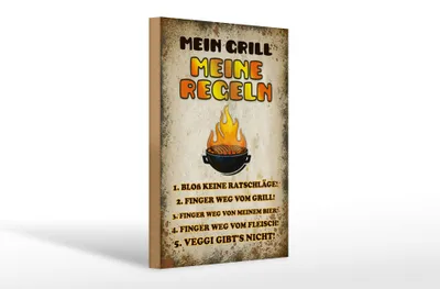 Produktbild von Holzschild Spruch 20x30cm Mein Grill meine Regeln Fleisch