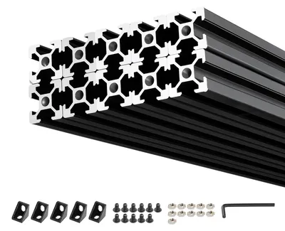 Immagine prodotto di SucceBuy 2020 Profilo in alluminio, 10 pezzi da 60 cm, guide in alluminio anodizzato con scanalatura a T conformi agli standard UE, robusto profilo estruso, guida in alluminio per componenti di stampanti 3D, postazioni di lavoro fai-da-te CNC e montaggio, nero