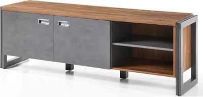 Produktbild von TV-Lowboard DALLAS-61 im Industrial Stil in Stirling Oak Nb. und Absetzungen Matera Anthrazit B/H/T ca.: 160x53x39 cm