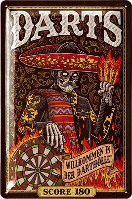 Produktbild von LANOLU Retro Blechschild Dart, Bar, Kneipen und Partykeller Dekoration, Irish Pub Deko Geschenk Männer, Darts Metallschild 20x30cm