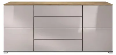 Produktbild von InnoFurn Sideboard Elva M2, 4 Türen, 4 Schubladen, Anthrazit matt/Sandgrau Hochglanz, 166,5 x 75,5 x 35 cm