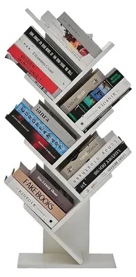 Immagine prodotto di Libreria a forma di albero, moderna - Scaffale stretto in legno a 5 ripiani - Libreria verticale salvaspazio con grande capacità, ideale per soggiorno e ufficio