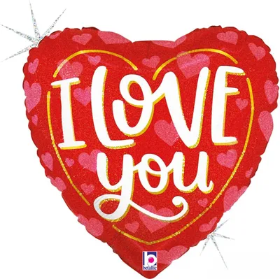 Produktbild von 18"/Ø46cm Herz Folienballon "I Love you" Holografisch