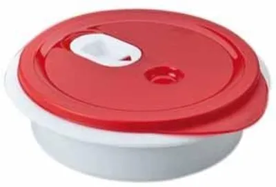 Produktbild von Rotho Mikrowellen-Menüteller Mit Deckel 'Micro Clever' 20 X 6,5 Cm, Weiß/Rot