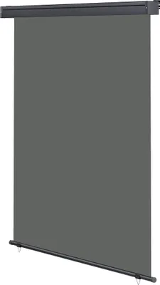 A gray roller blind with an anthracite aluminum cassette is shown against a white background.
