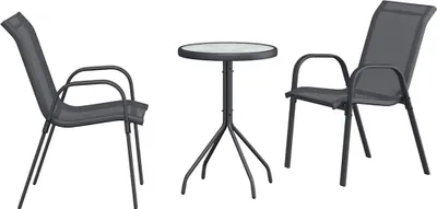 Immagine prodotto di vidaXL Set da bistrot da giardino 3 pezzi in acciaio grigio