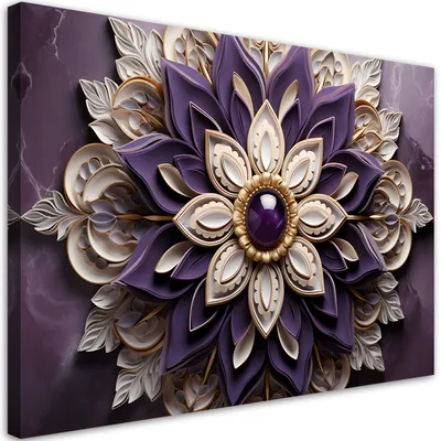 Produktbild von Leinwandbild 3D-Diamantabstraktionsblume 90x60 Feeby Violett bild für die wand bereit zum aufhängen