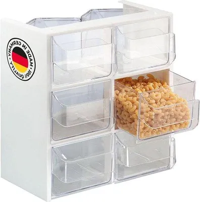Produktbild von Famanu Vorratskasten mit 6 Behältern - 1 Liter - Kunststoff - Transparent/Weiß