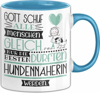 Produktbild von Hundennäherin Geschenk Becher Tasse Gott Schuf Alle Menschen Gleich Nur Die Besten Durfeten Hundennäherin Werden Geschenkidee Lustig (Blau)