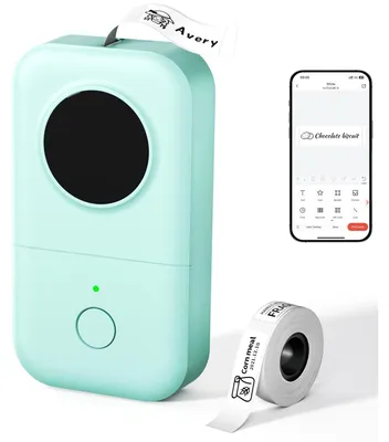 Immagine prodotto di Etichettatrice termica Bluetooth - Mini - Nero - Stampante per etichette portatile per casa e ufficio - Con 1 rotolo di etichette