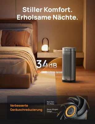 Produktbild von DREO Heizlüfter Energiesparend Leise, 2000W Keramik Heizung mit Thermostat, 12-Std-Timer, 3 Modi, 70° Oszillation, 16 Zoll Elektroheizung für Räume, Ü