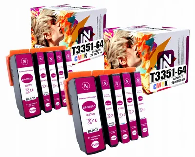 Produktbild von Inkdigo Tintenset T3351-T3364 für Epson Expression Premium XP-530, XP-540, XP-630, XP-635 – CMYK, 180 ml,, KI-generiertes Bild