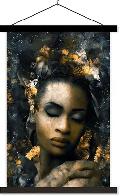 Produktbild von MuchoWow® Textilposter Frauen - Abstrakt - Blumen 120x180 cm mit schwarzem Rahmen - Fotos