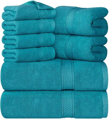 Productafbeelding van Ibenzoa® Handdoekenset, 8-delig - 2x 69x137 cm badhanddoeken, 2x 41x71 cm handdoeken, 4x 30x30 cm washandjes, 100% ringgesponnen katoen, zacht en absorberend