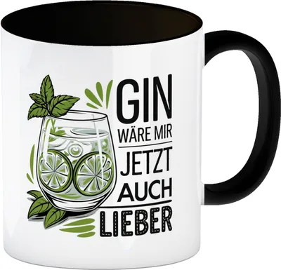 Produktbild von Gin wäre mir jetzt auch lieber Kaffeebecher in schwarz