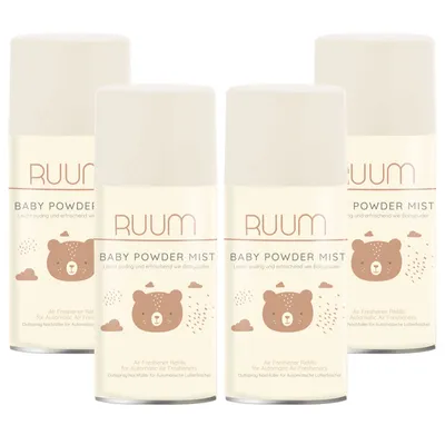 Produktbild von Ruum Lufterfrischer Duftspray Nachfüller Baby Powder Mist (4er Pack 250ml)