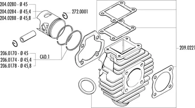 Image de Kit cylindre Polini fonte grise 50ccm pour Yamaha Chappy