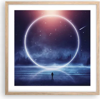 Produktbild von Gerahmtes Poster - Rahmen in heller Eiche - Fantasie Ring Kosmos - 50x50 cm - Wand Bild - Wanddeko - Wandbilder - Kunstposter - Wandposter - Bilderrahmen - Bilder - Kunstdruck - P2NAC50x50-4664