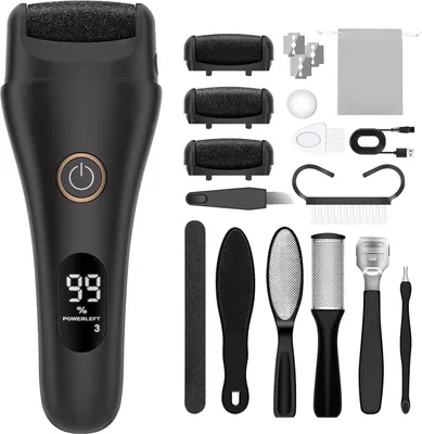 Produktbild von Hornhaut Entfernen Fuß Elektrisch - Elektrischer Hornhautentferner - Electric Callus Remover mit 3 Gear, 3 Ersatzrollen, IPX7 Wasserdicht Fußfeile