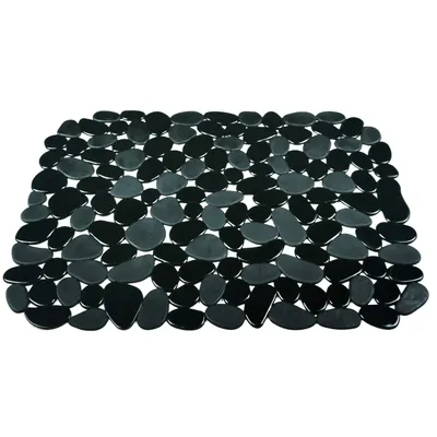 A black and gray pebble-patterned sink mat on a white background.