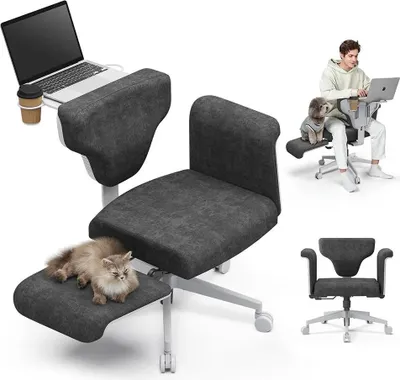 Zdjęcie produktu dla Krzesło biurowe, ergonomiczna konstrukcja, regulowane oparcie, ciemnoszare