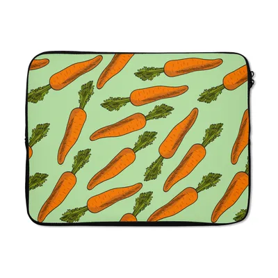 Produktbild von MuchoWow® Laptop Hülle 17 Zoll Laptoptasche Vintage - Karotte - Muster - Gemüse - Zipper - Schutzabdeckung