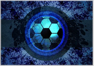 Produktbild von Wallario Wandbild Fußball Design - Abstraktes Muster in blau, Größe: 70,30 x 100,30 cm, Poster mit weißem Kunststoffrahmen