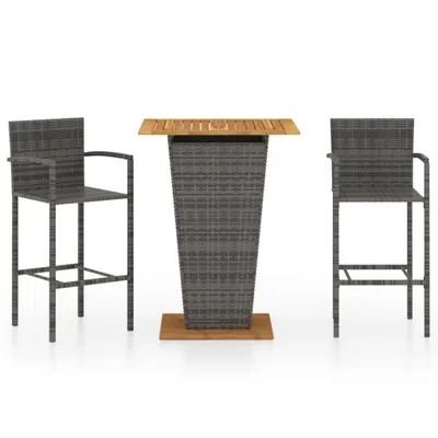 Produktbild von vidaXL 3-tlg. Gartenbar-Set Grau