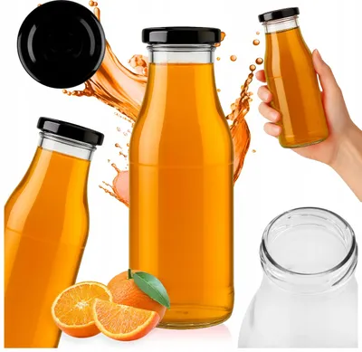Zdjęcie produktu dla SuperButelki - Butelka szklana SOK 500 ml z zakrętką, na soki wino napoje kompot butelki na soki 0,5l + E-BOOK z przepisami na soki