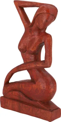 Produktbild von Holzfigur, Statue, Deko Objekt Feng Shui 20 cm - Erotica / Dunkelbraun, Dekoobjekte