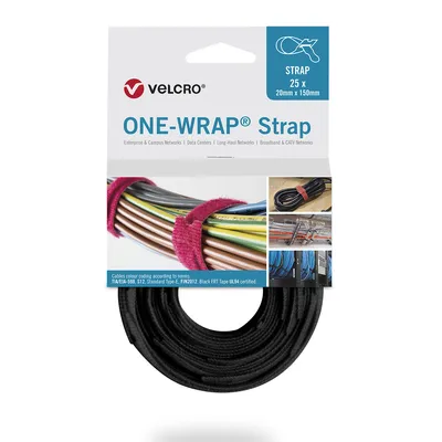 Produktbild von VELCRO® One Wrap® Strap 13mm x 200mm, 25 Stück, flammhemmend, schwarz