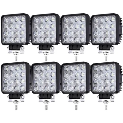 Image de karpal LED Projecteur de travail 8 X 48W Projecteur de complément 12V 24V 6000K IP67 étanche Projecteur tout-terrain Lampe de travail pour tracteur Voiture Pelleteuse SUV, UTV, ATV