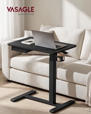 Produktbild von VASAGLE Höhenverstellbarer Schreibtisch Laptoptisch mit Schublade, Rollen und Getränkehalter 70 x 45 x 65-102 cm Schwarz, KI-generiertes Bild
