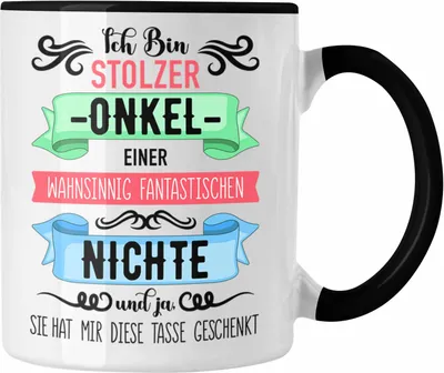 Produktbild von Trendation - Onkel Geschenk von Nichte Lustige Tasse Spruch Geschenke für Onkel Nichten Geschenkidee (Schwarz)