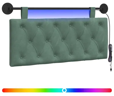 Produktbild von vidaXL Hängendes Kopfteil Mit LED Licht Meergrün Samt
