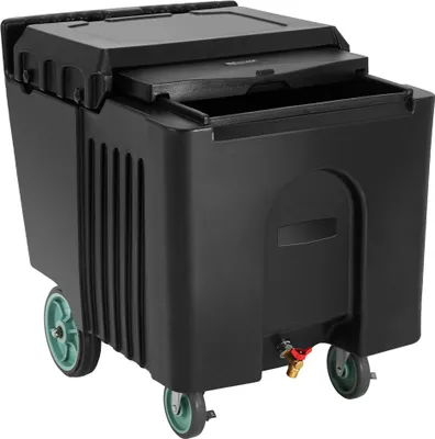 Immagine prodotto di VEVOR portaghiaccio portatile commerciale 56,7 kg (80 x 58 x 74 cm) portaghiaccio in acciaio inox con 4 ruote e coperchio scorrevole, carrello refrigerato per bar ristorante cucina