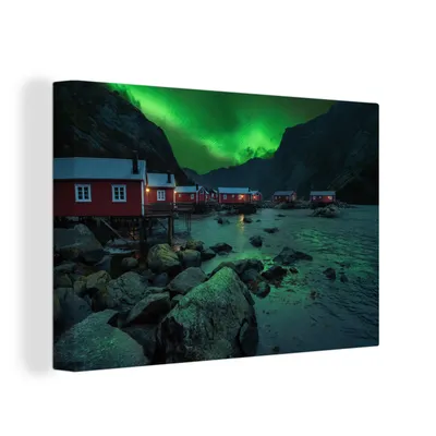 Produktbild von OneMillionCanvasses® - Leinwandbilder - 150x100 cm, Nordlichter - Norwegen - Nacht, Wandbilder Kunstdruck Wanddekoration