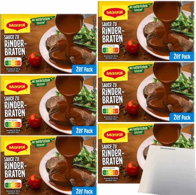 Produktbild von Maggi Sauce zu Rinderbraten ergibt 12x250ml (6x58g Multipack) + usy Block