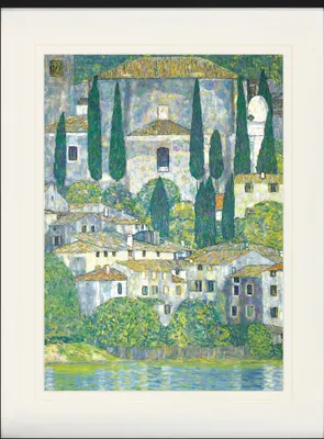 Produktbild von Gustav Klimt Gerahmtes Bild Mit Edlem Passepartout | Wand-Bilder | Im Bilderrahmen - Kirche In Cassone Am Gardasee, 1913 (80 x 60 cm)