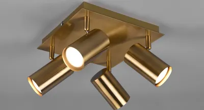 Produktbild von LED Deckenstrahler 4-flammig Spots schwenkbar Altmessing Flurlampe Treppenhaus