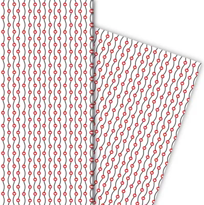 Produktbild von Streifen Geschenkpapier mit Herzen in weiß - G6401, 32 x 48cm