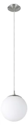 Immagine prodotto di Lampada a sospensione EGLO Rondo in metallo argento e vetro opalino bianco opaco, attacco E27, ø20 cm