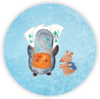 Produktbild von Mr. & Mrs. Panda Kühlschrankmagnet Pinguin & Maus Wanderer - Eisblau - Geschenk, Abenteuer, haftmagnet, Roadtrip, pinnwand magnet, Wandern, für fotos, kühlschrank