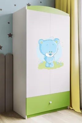 Produktbild von Kinderkleiderschrank Babydreams Drehtürenschrank Kleiderschrank Blaubär Grün