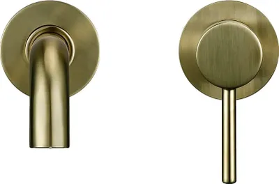 Immagine prodotto di Rubinetto per lavabo, montaggio a parete, stile contemporaneo, 15 cm, oro spazzolato