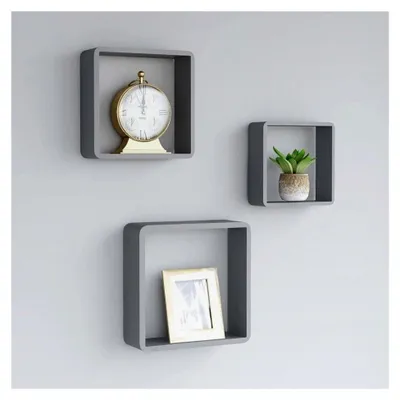 Produktbild von Wandregale, Wandwürfelregale, 3 Stück, graues MDF