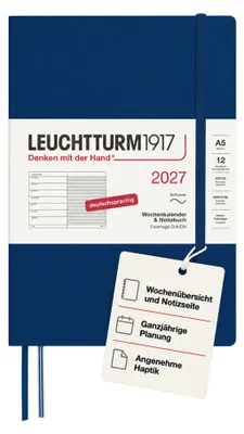 Obrázek produktu pro Kalendář LEUCHTTURM1917 na rok 2027, formát A5 (střední), s poznámkovým blokem – plánovač termínů