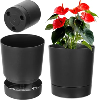 Produktbild von KADAX Aura 350 Recycling-Pflanzgefäß mit Sockel – schwarz